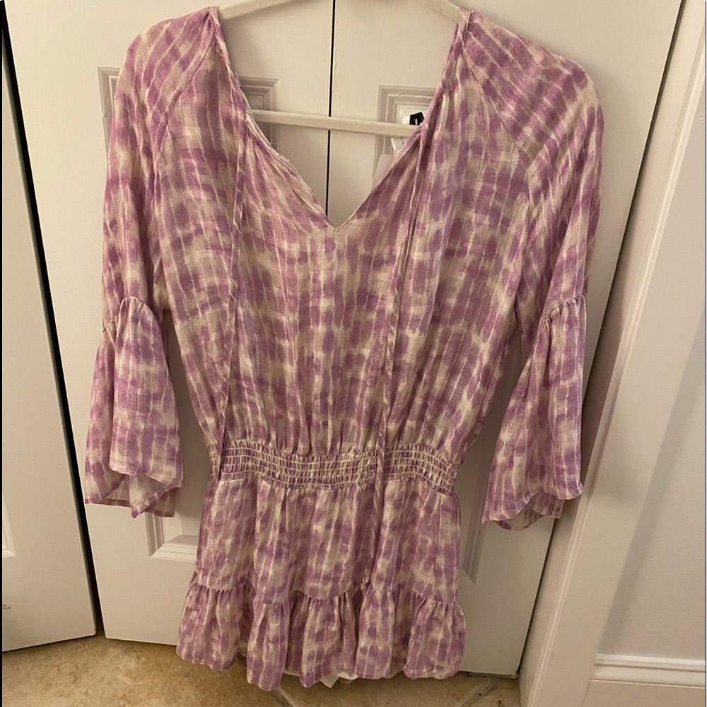 purple and white Romper that looks like a dress